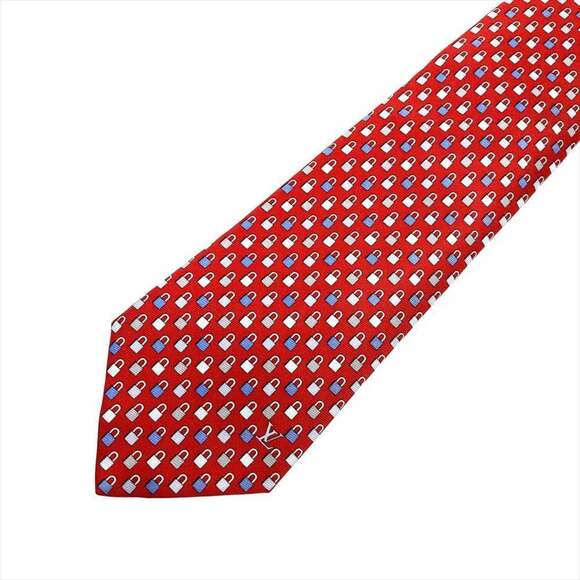 Louis Vuitton Cravate Find the Key Padlock Tie Silk 148cm M73565 Red Men's